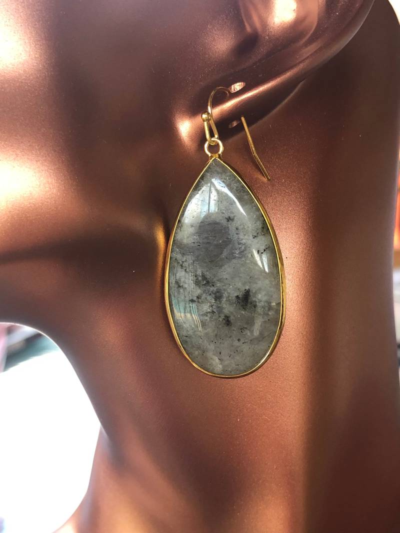 Wassertropfen Vergoldete Labradorit Tropfen & Baumeln Ohrringe von Galocher