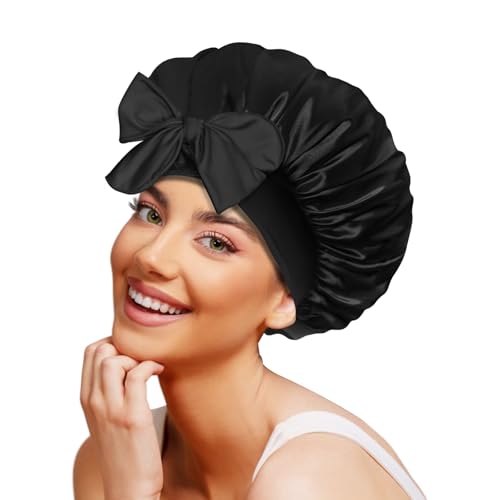 Galsangflower Seidenhaube zum Schlafen für Locken & Lange Haare (Silk Bonnet) – Doppellagige Satin-Schlafhaube für Frauen, atmungsaktiv & rutschfest mit Haarschutz von Galsangflower
