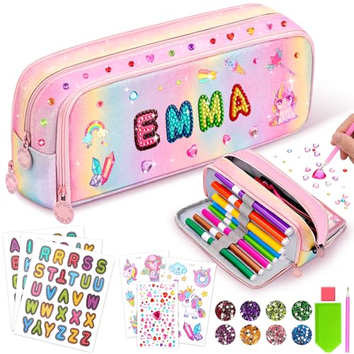 Geschenk Mädchen 5 6 7 8 9 10 Jahre: Basteln Mädchen 6-7-8-10-9 Jahre Diamond Painting Kinder Federmappe Bastelset Kinder ab 4-10 Jahre Kindergeburtstag Schlamppermäppchen Spielzeug ab 4 5 6 7 8 Jahre von Galvaly