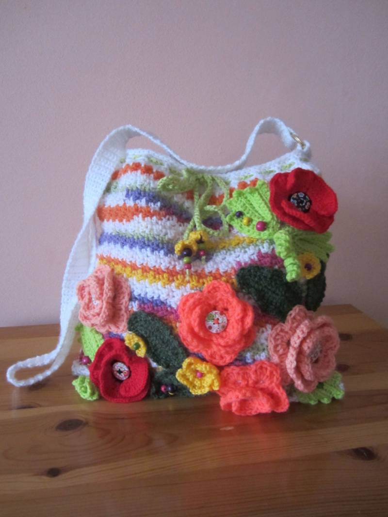 Gehäkelte Blume Taschehandgemachte Kunst Tasche von GalyaKireva
