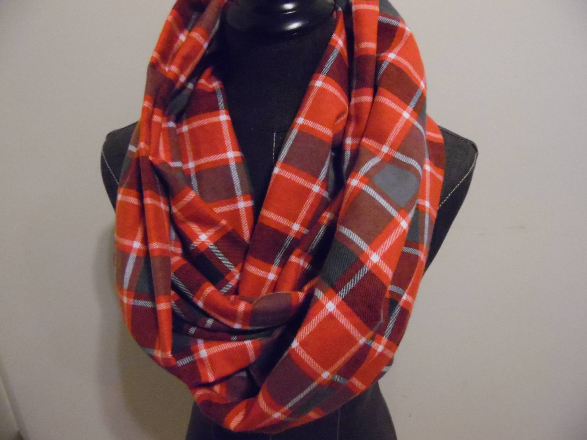 Karierter Schlauchschal.baumwolle Flanell Rot.schwarz.weiß.herbst Schals.winter Schals.flanell von GamGamzhandcrafted
