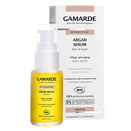 GAMARDE Bio-Kosmetik: Argan Serum mit Anti-Aging-Effekt, Vitamin E & 98% Arganöl I Vegane Feuchtigkeitscreme für trockene bis sehr trockene Haut I Pflegende Gesichtscreme für Frauen & Männer I 30 ml von Gamarde