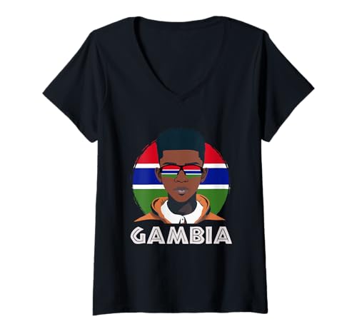 Damen Gambia, Gambian Flagge, Gambia Boy, African Boy, Gambian Teen T-Shirt mit V-Ausschnitt Damen Gambia, Gambian Flagge, Gambia Boy, African Boy, Gambian Teen T-Shirt mit V-Ausschnitt von Gambia Flag Gifts for Gambian Teens & Boys