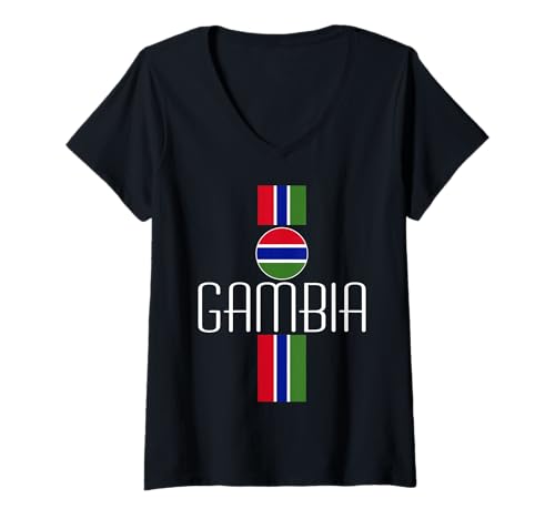 Damen Liebe Gambia mit gambischer Flagge Gambian Pride T-Shirt mit V-Ausschnitt von Gambia Teez