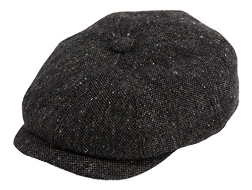 Gamble & Gunn ‘Ardura’ Unisex Flat Cap. 100% Irish Donegal Tweed Wool Hat, 8 Panel Design Newsboy Baker Style Hat with Button. Easy Care, Fully Lined, Fashionable Mens and Womens Caps. Charcoal, M von Gamble & Gunn