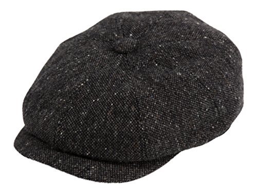 Gamble & Gunn ‘Ardura’ Unisex Flat Cap. 100% Irish Donegal Tweed Wool Hat, 8 Panel Design Newsboy Baker Style Hat with Button. Easy Care, Fully Lined, Fashionable Mens and Womens Caps. Charcoal, XXXL von Gamble & Gunn