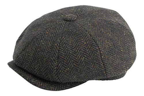 Gamble & Gunn ‘Ardura’ Unisex Flat Cap. 100% Irish Donegal Tweed Wool Hat, 8 Panel Design Newsboy Baker Style Hat with Button. Easy Care, Fully Lined, Fashionable Mens and Womens Caps. Green, L von Gamble & Gunn