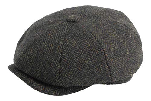 Gamble & Gunn ‘Ardura’ Unisex Flat Cap. 100% Irish Donegal Tweed Wool Hat, 8 Panel Design Newsboy Baker Style Hat with Button. Easy Care, Fully Lined, Fashionable Mens and Womens Caps. Green, XL von Gamble & Gunn