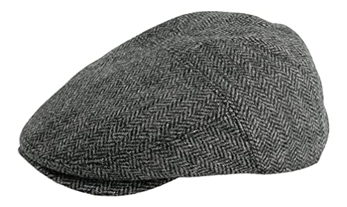 Gamble & Gunn Goodwood Moon Tweed Schiebermütze mit Fischgrätenmuster, Grau, grau, 8 von Gamble & Gunn