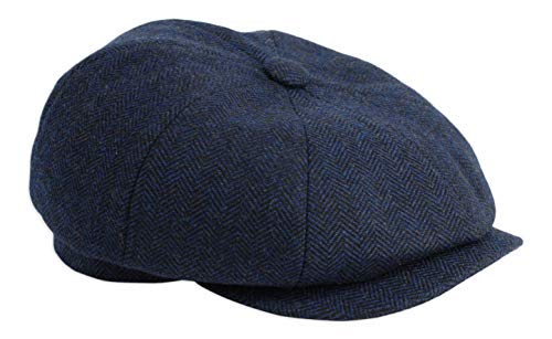 Gamble & Gunn Shelby Newsboy Button Top Cap Blue Fischgrätenmuster Gr. 58, navy von Gamble & Gunn