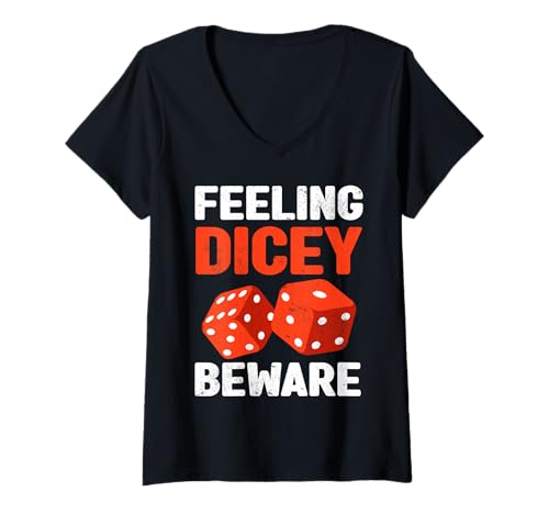 Damen Feeling Dicey Vorsicht Glücksspiel Casino Spaß T-Shirt mit V-Ausschnitt Damen Feeling Dicey Vorsicht Glücksspiel Casino Spaß T-Shirt mit V-Ausschnitt von Gambling Casino Luck Dice Game Play