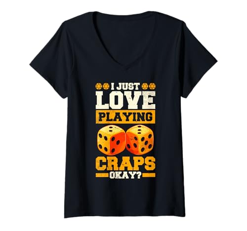 Damen Ich Liebe es einfach Craps zu Spielen Okay Gambling T-Shirt mit V-Ausschnitt von Gambling Enthusiasts Casino Lovers Club