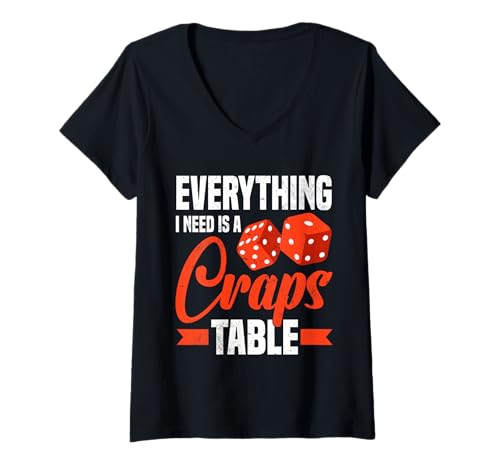 Damen Alles was ich Brauche ist EIN Craps-Tischspiel T-Shirt mit V-Ausschnitt Damen Alles was ich Brauche ist EIN Craps-Tischspiel T-Shirt mit V-Ausschnitt von Gambling Enthusiasts Casino Vibes Dice Lovers