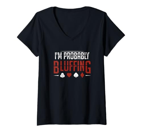 Damen Poker Outfit für Männer Texas Holdem Pokerkarten Pokerspieler T-Shirt mit V-Ausschnitt Damen Poker Outfit für Männer Texas Holdem Pokerkarten Pokerspieler T-Shirt mit V-Ausschnitt von Gambling Gifts For Card Players Poker Players