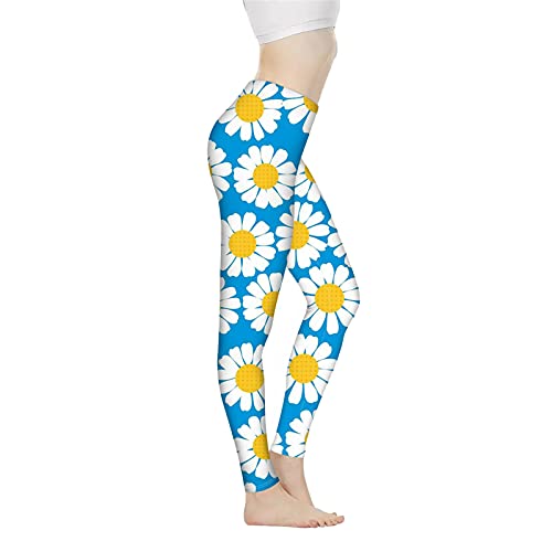 Gambo XS-3XL Plus Größe Frauen Gedruckt Leggings für Yoga Fitness Hosen Hohe Taille Laufen Strumpfhosen Athletic Wear, gänseblümchen, M von Gambo
