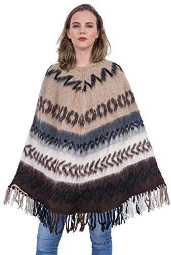 Gamboa - 100% Alpaka Poncho - Poncho für Damen - Braun, Braun, Einheitsgröße von Gamboa