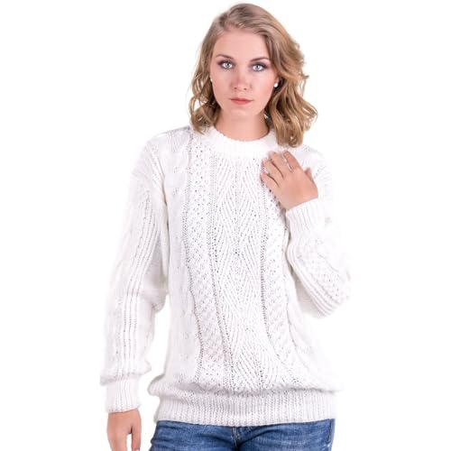 Gamboa - 100% Handgefertigter Alpaka Pullover - In Verschiedenen Farben Erhaltlich, Weiß, S von Gamboa