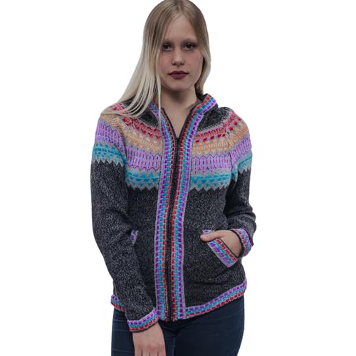 Gamboa Alpaka Cardigan Damen mit Kapuze Strickjacke Pullover Herbst Winter von Gamboa