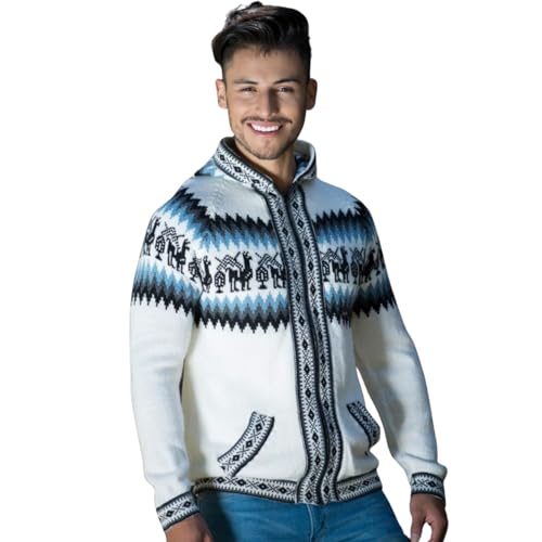 Gamboa Alpaka Cardigan mit Kapuze Pullover für Herren Leichte Strickjacke Sweatjacke Herren von Gamboa