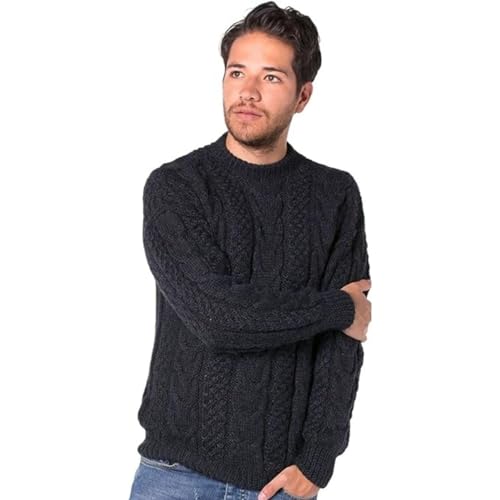 Gamboa - Alpaka Handgemachter Pullover - Erhältlich in Schwarz, Weiß und Hellgrau,Holzkohle,L von Gamboa