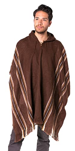 Gamboa Alpaka Wolle Poncho Herren Decke Ponchos Kapuze Cape Pancho Männer Mexikanischer Wollponcho Winter Cowboy Hippie Jacke von Gamboa