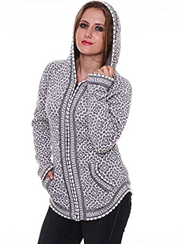 Gamboa - Alpaka Strickjacke mit Kapuze - Für Damen,Grau,XL von Gamboa