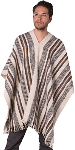 Gamboa Alpaka Wolle Poncho Herren Decke Ponchos Pancho Männer Mexikanischer Wollponcho Winter Cowboy Hippie Jacke von Gamboa