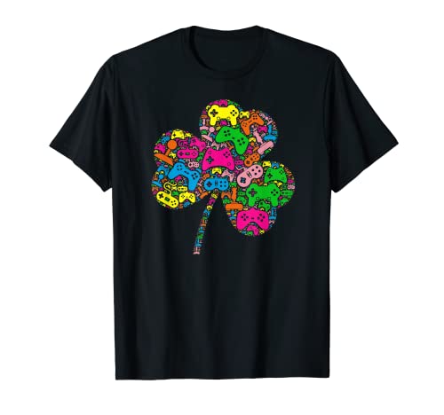 Shamrock Clover Controller für Jungen und Mädchen, Videospiel T-Shirt Shamrock Clover Controller für Jungen und Mädchen, Videospiel T-Shirt von Game Controller Irish Clover Pattern Design