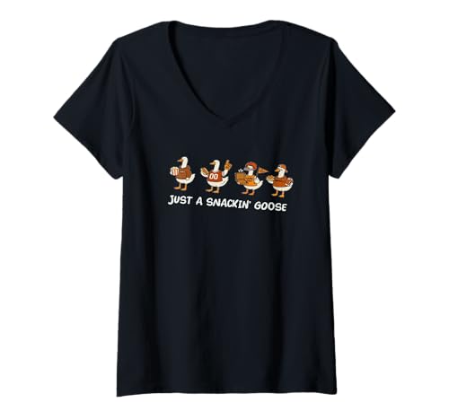 Damen Just a Snackin' Goose Fußball T-Shirt mit V-Ausschnitt Damen Just a Snackin' Goose Fußball T-Shirt mit V-Ausschnitt von Game Day Funny Goose College Sports