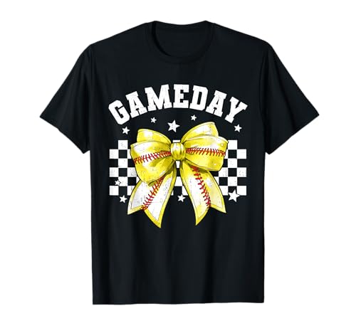 Niedliche Kokette Schleife Softball Retro Game Day Frauen Mädchen Kinder T-Shirt Niedliche Kokette Schleife Softball Retro Game Day Frauen Mädchen Kinder T-Shirt von Game Day Outfits for Men Women Kids.