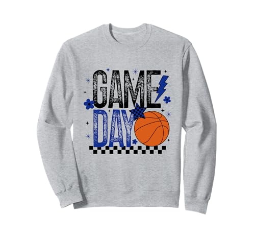 Basketball Game Day Retro Mädchen Basketball Mama Blau & Schwarz Sweatshirt von Game Day T-Shirt Co.