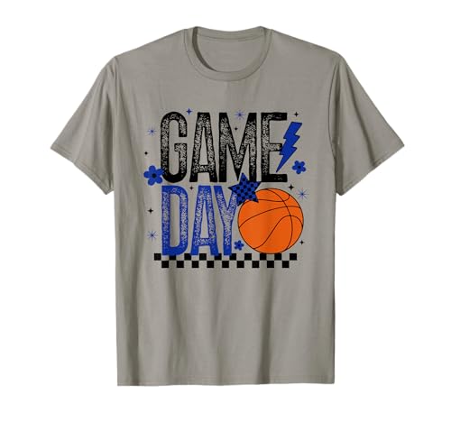 Basketball Game Day Retro Mädchen Basketball Mama Blau & Schwarz T-Shirt von Game Day T-Shirt Co.