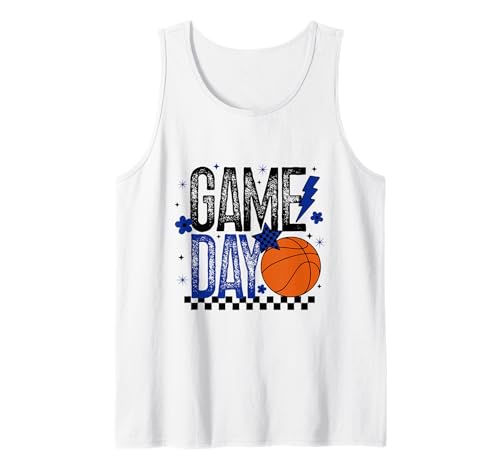 Basketball Game Day Retro Mädchen Basketball Mama Blau & Schwarz Tank Top von Game Day T-Shirt Co.