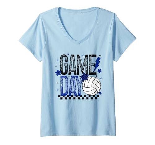 Damen Volleyball Game Day Retro Mädchen Volleyball Team Spieler Geschenk T-Shirt mit V-Ausschnitt von Game Day T-Shirt Co.