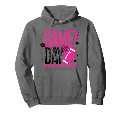 Game Day Football Season Retro Girly Pink Touchdown Oktober Pullover Hoodie von Game Day T-Shirt Co.