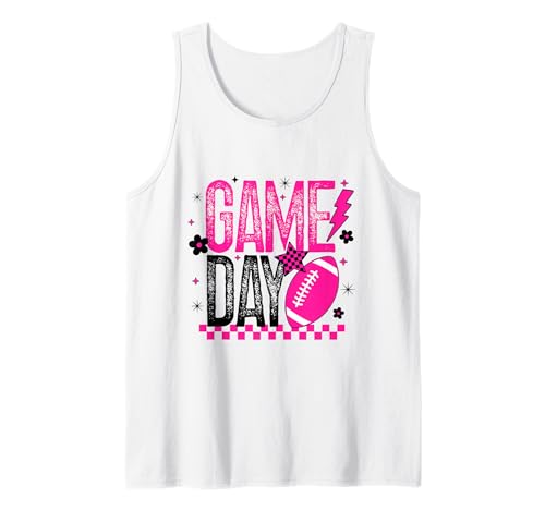 Game Day Football Season Retro Girly Pink Touchdown Oktober Tank Top von Game Day T-Shirt Co.