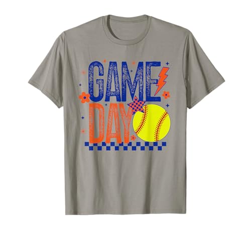 Softball Game Day Mädchen Softball Player Orange & Blau Damen T-Shirt von Game Day T-Shirt Co.