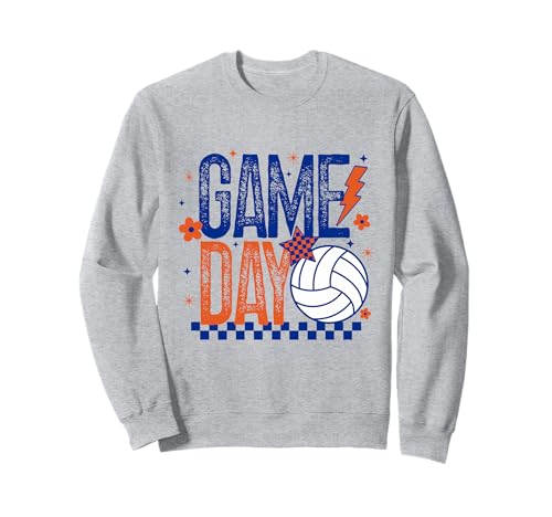 Volleyball Game Day Retro Mädchen Volleyball Mama Blau & Orange Sweatshirt von Game Day T-Shirt Co.