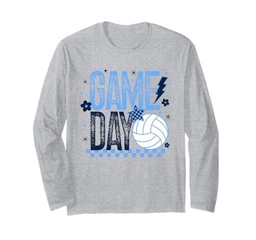 Volleyball Game Day Retro Mädchen Volleyball Mama Hellblau Langarmshirt von Game Day T-Shirt Co.
