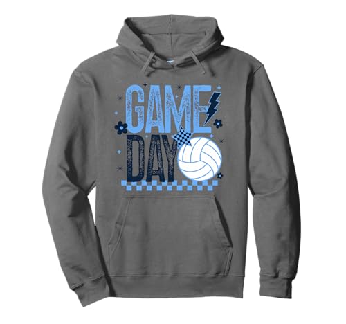 Volleyball Game Day Retro Mädchen Volleyball Mama Hellblau Pullover Hoodie von Game Day T-Shirt Co.