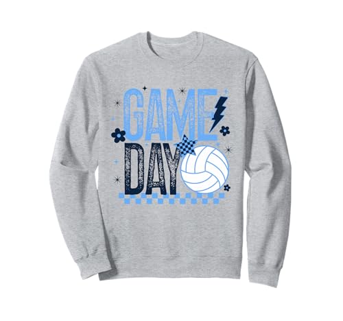 Volleyball Game Day Retro Mädchen Volleyball Mama Hellblau Sweatshirt von Game Day T-Shirt Co.