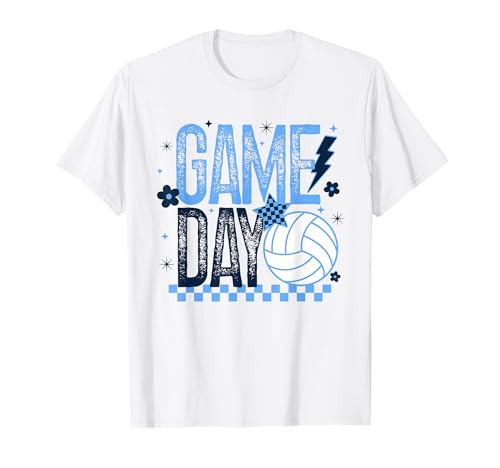 Volleyball Game Day Retro Mädchen Volleyball Mama Hellblau T-Shirt von Game Day T-Shirt Co.