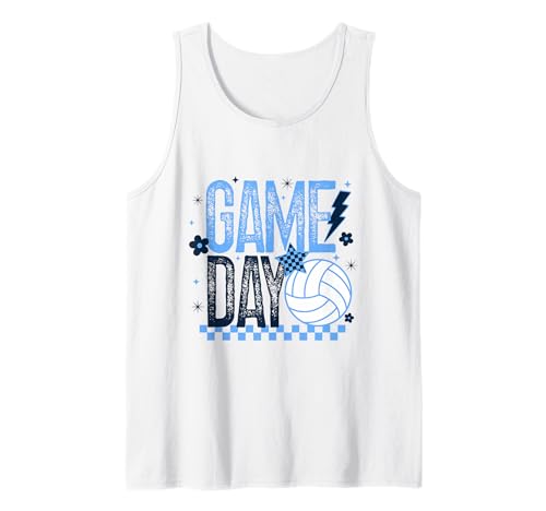 Volleyball Game Day Retro Mädchen Volleyball Mama Hellblau Tank Top von Game Day T-Shirt Co.