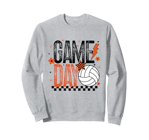 Volleyball Game Day Retro Mädchen Volleyball Mama Orange Schwarz Sweatshirt von Game Day T-Shirt Co.