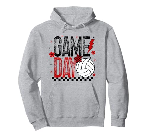 Volleyball Game Day Retro Mädchen Volleyball Mama Rot & Schwarz Pullover Hoodie von Game Day T-Shirt Co.