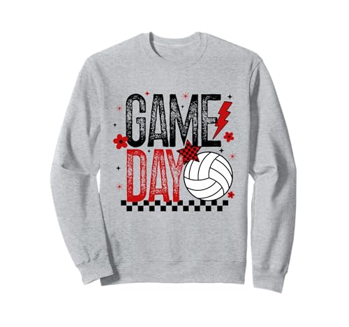 Volleyball Game Day Retro Mädchen Volleyball Mama Rot & Schwarz Sweatshirt von Game Day T-Shirt Co.