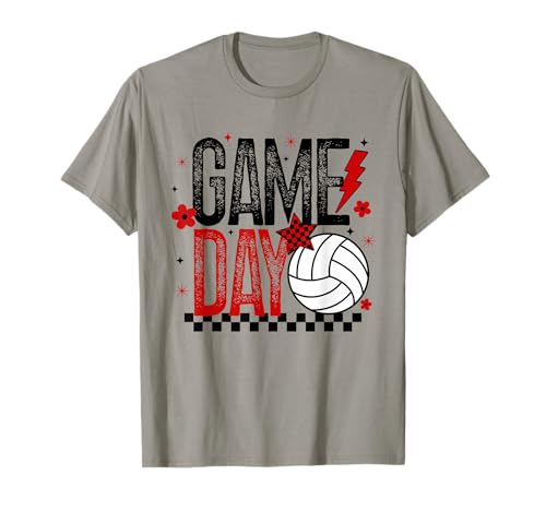 Volleyball Game Day Retro Mädchen Volleyball Mama Rot & Schwarz T-Shirt von Game Day T-Shirt Co.