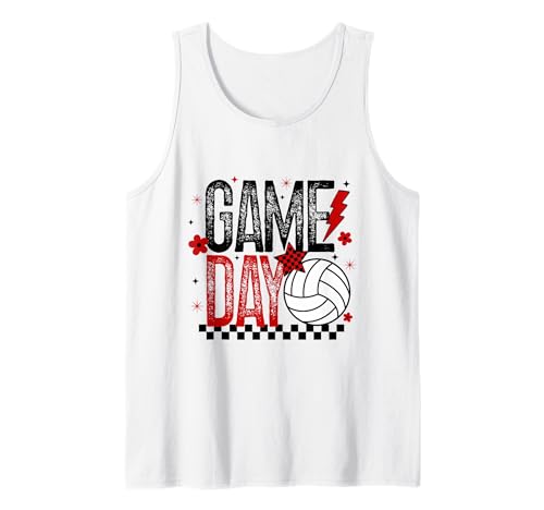 Volleyball Game Day Retro Mädchen Volleyball Mama Rot & Schwarz Tank Top von Game Day T-Shirt Co.