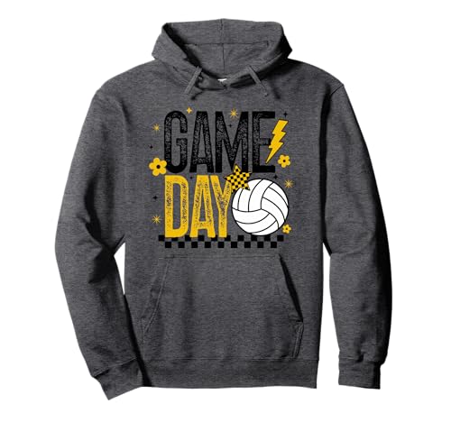 Volleyball Game Day Retro Mädchen Volleyball Mama Schwarz & Gold Pullover Hoodie von Game Day T-Shirt Co.