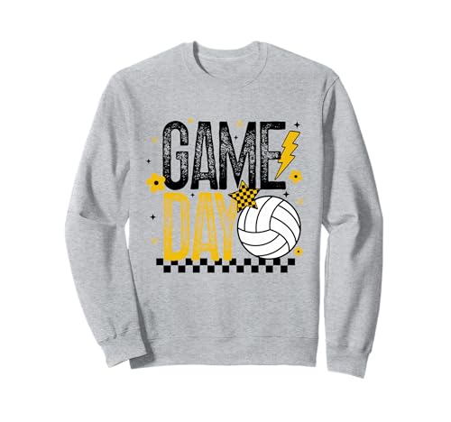 Volleyball Game Day Retro Mädchen Volleyball Mama Schwarz & Gold Sweatshirt von Game Day T-Shirt Co.